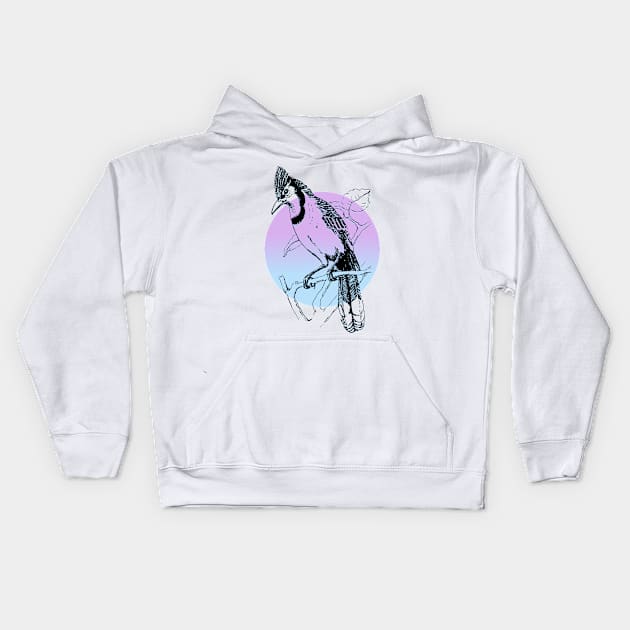 Blue Jay bird Kids Hoodie by cecatto1994